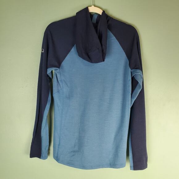 Icebreaker Men's Blue Quantum Long Sleeve Full Zip Hood Size Small - Picture 2 of 7